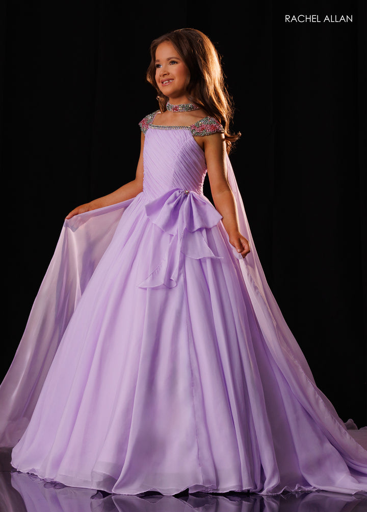 Girl's Chiffon Cap Sleeve Gown by Rachel Allan 10342