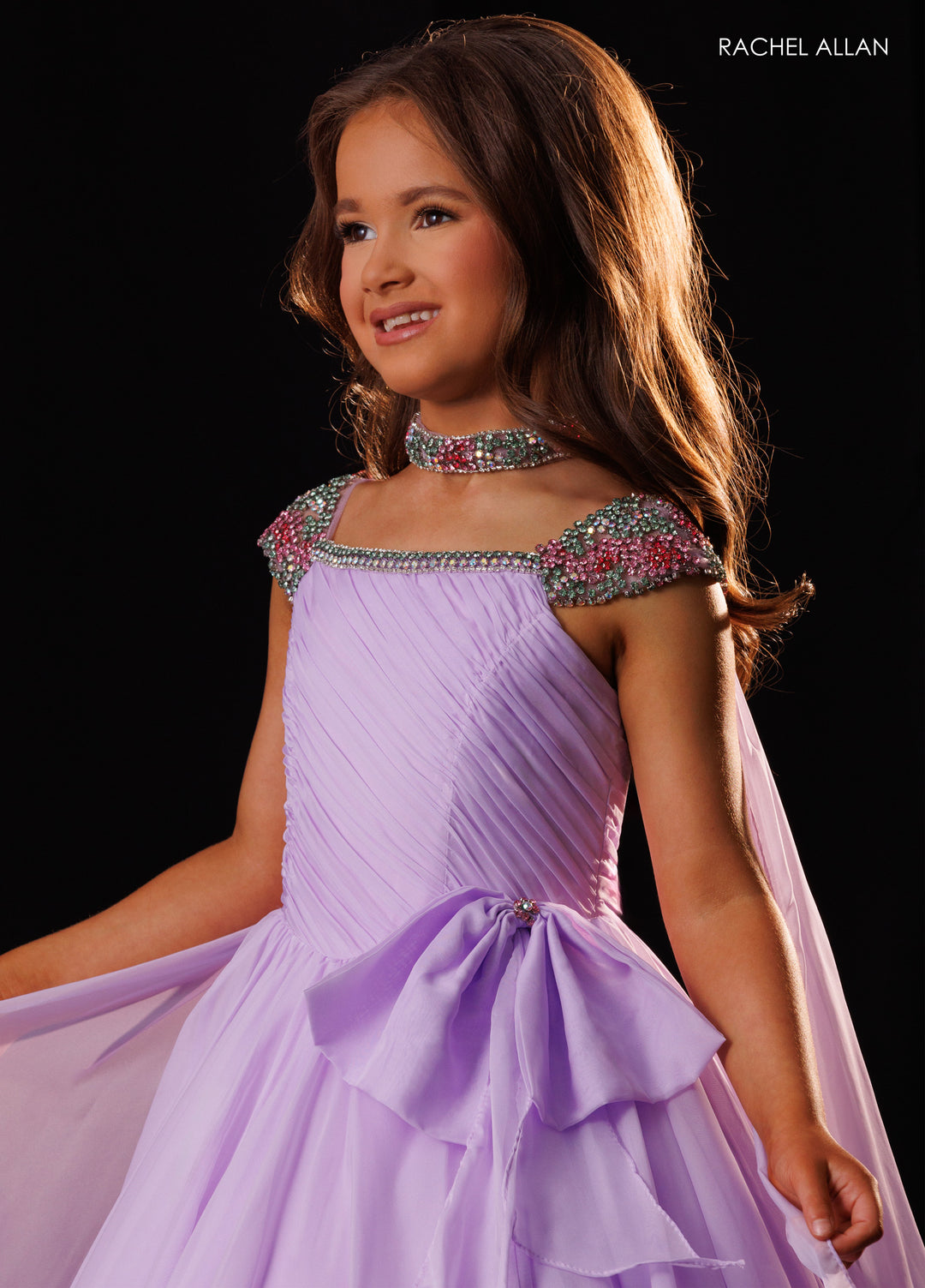 Girl's Chiffon Cap Sleeve Gown by Rachel Allan 10342