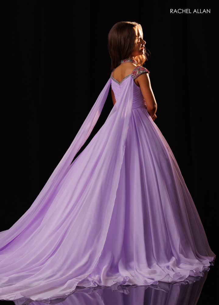 Girl's Chiffon Cap Sleeve Gown by Rachel Allan 10342