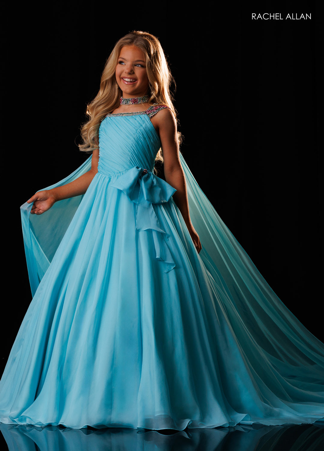 Girl's Chiffon Cap Sleeve Gown by Rachel Allan 10342