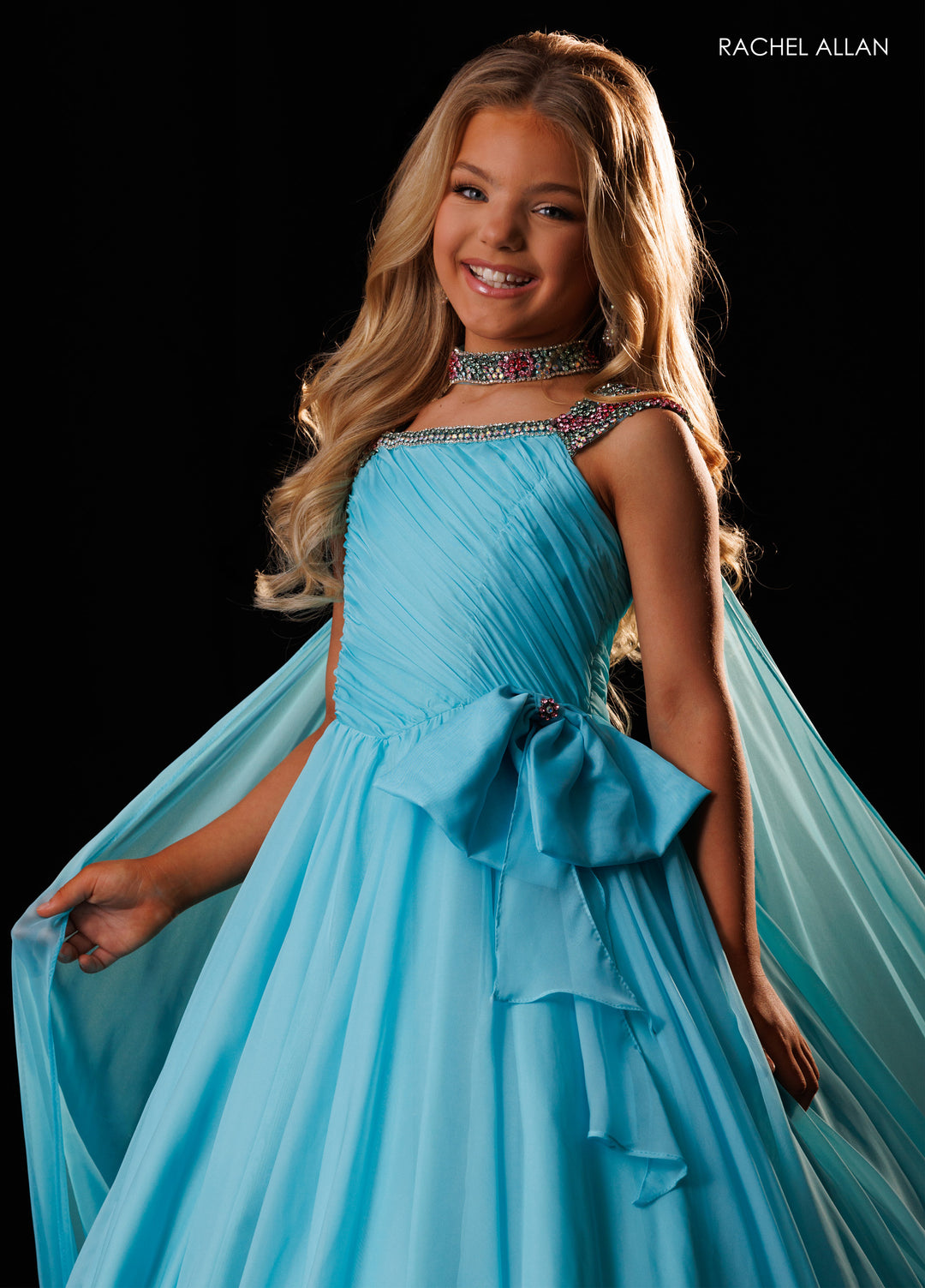 Girl's Chiffon Cap Sleeve Gown by Rachel Allan 10342