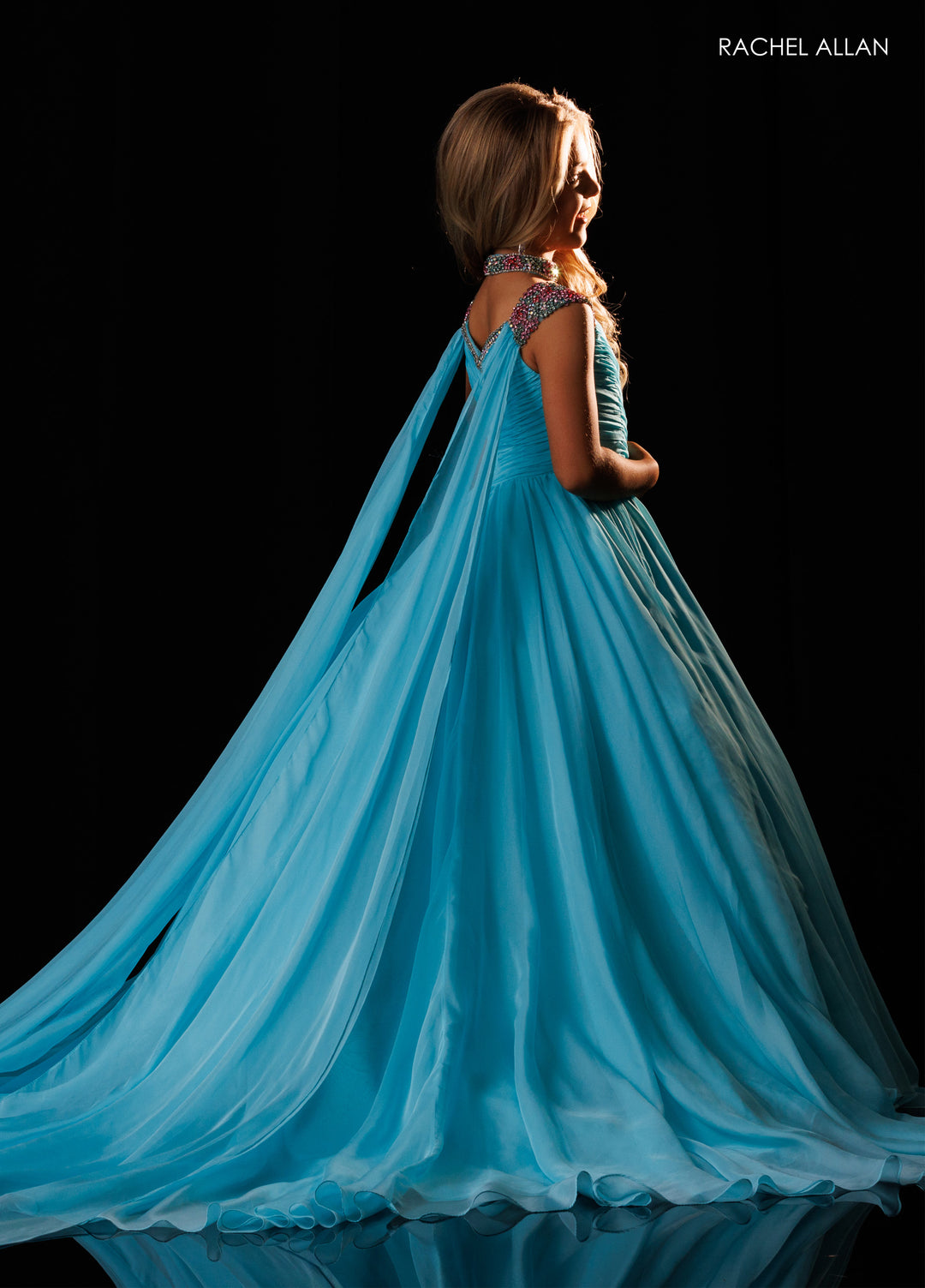 Girl's Chiffon Cap Sleeve Gown by Rachel Allan 10342