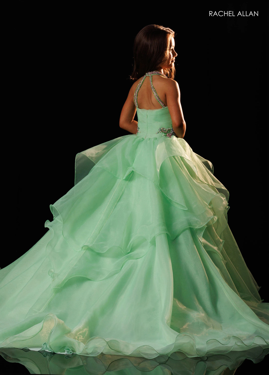 Girl's Halter Ruffled Gown by Rachel Allan 10346