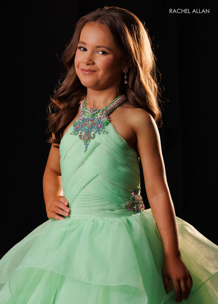 Girl's Halter Ruffled Gown by Rachel Allan 10346