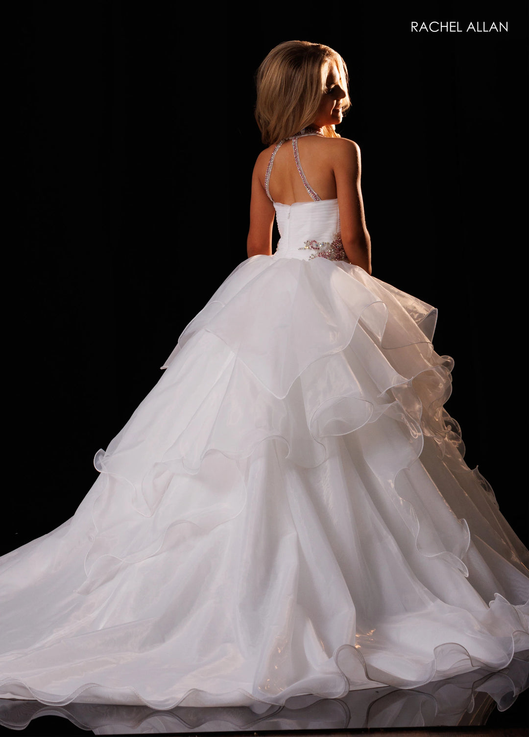 Girl's Halter Ruffled Gown by Rachel Allan 10346