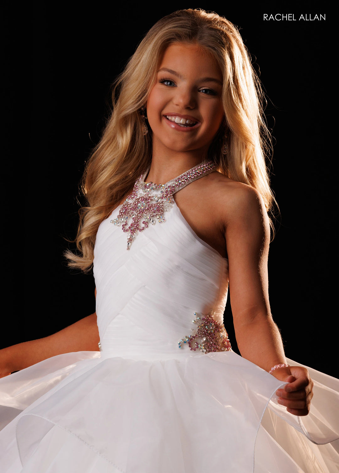 Girl's Halter Ruffled Gown by Rachel Allan 10346