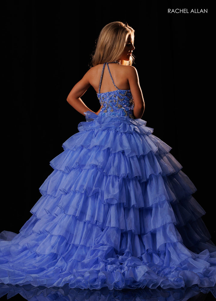 Girl's Halter Ruffled Gown by Rachel Allan 10352