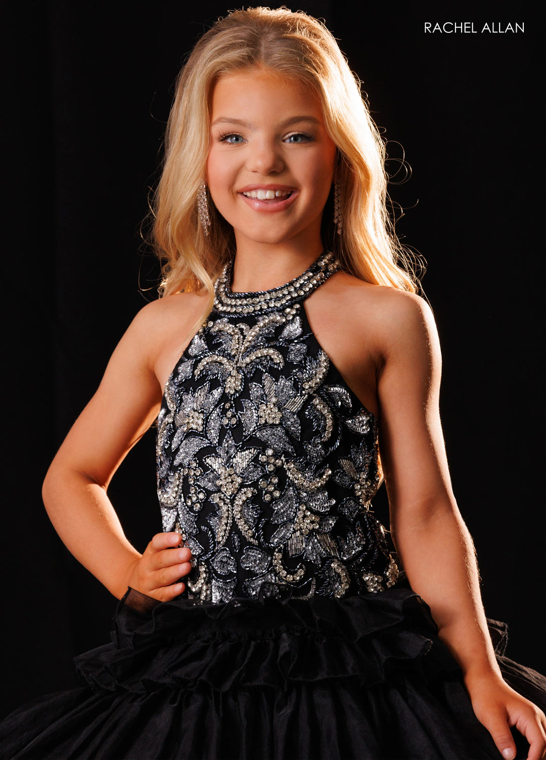 Girl's Halter Ruffled Gown by Rachel Allan 10352
