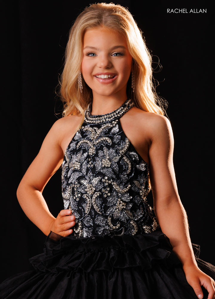 Girl's Halter Ruffled Gown by Rachel Allan 10352