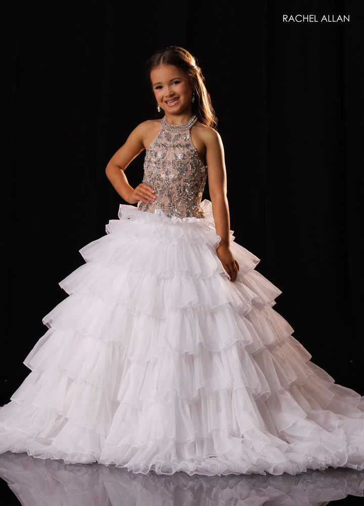 Girl's Halter Ruffled Gown by Rachel Allan 10352