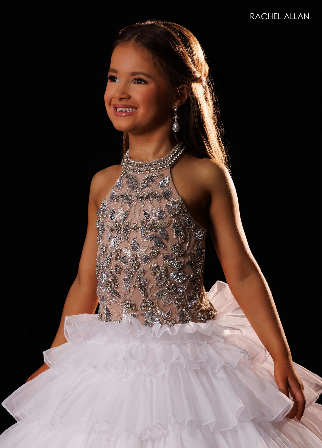Girl's Halter Ruffled Gown by Rachel Allan 10352