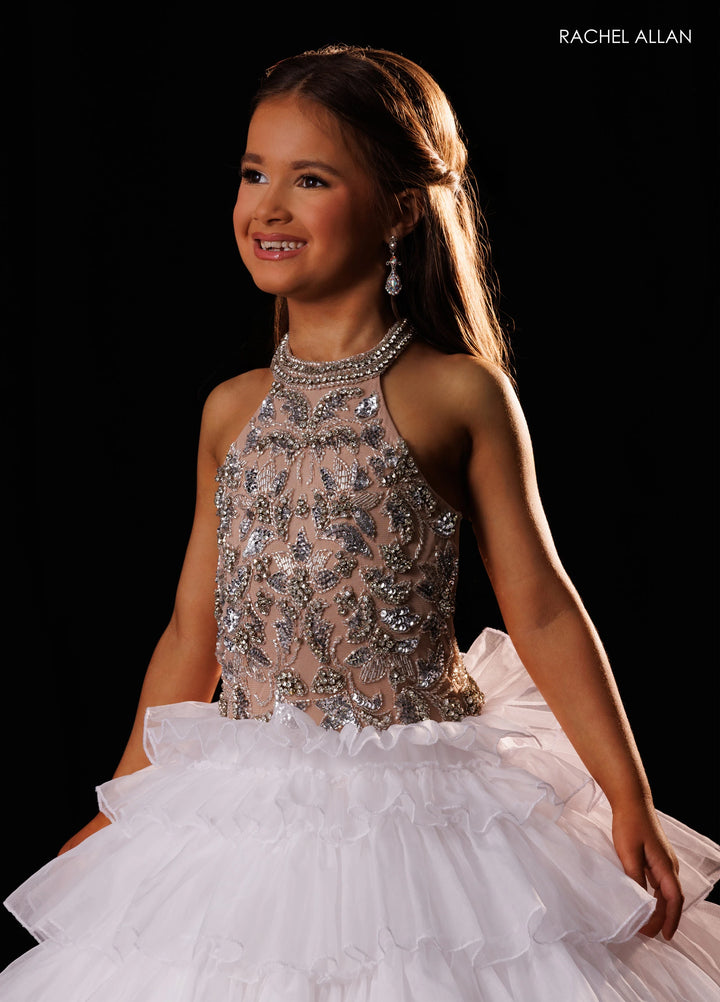 Girl's Halter Ruffled Gown by Rachel Allan 10352