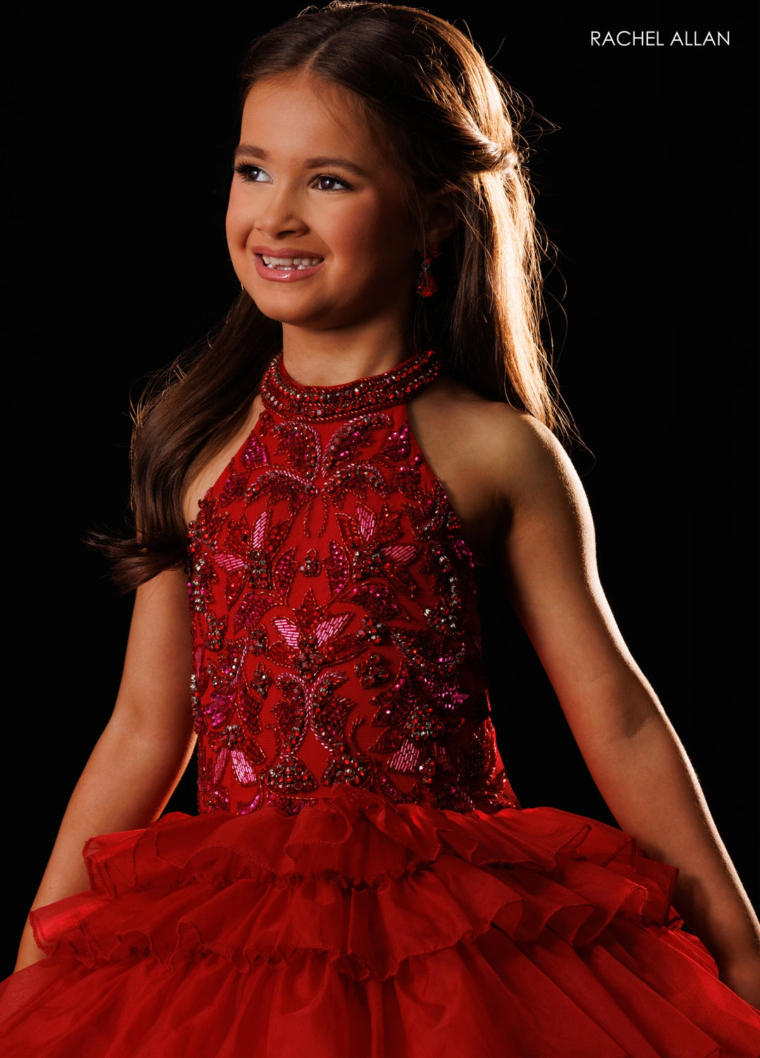 Girl's Halter Ruffled Gown by Rachel Allan 10352
