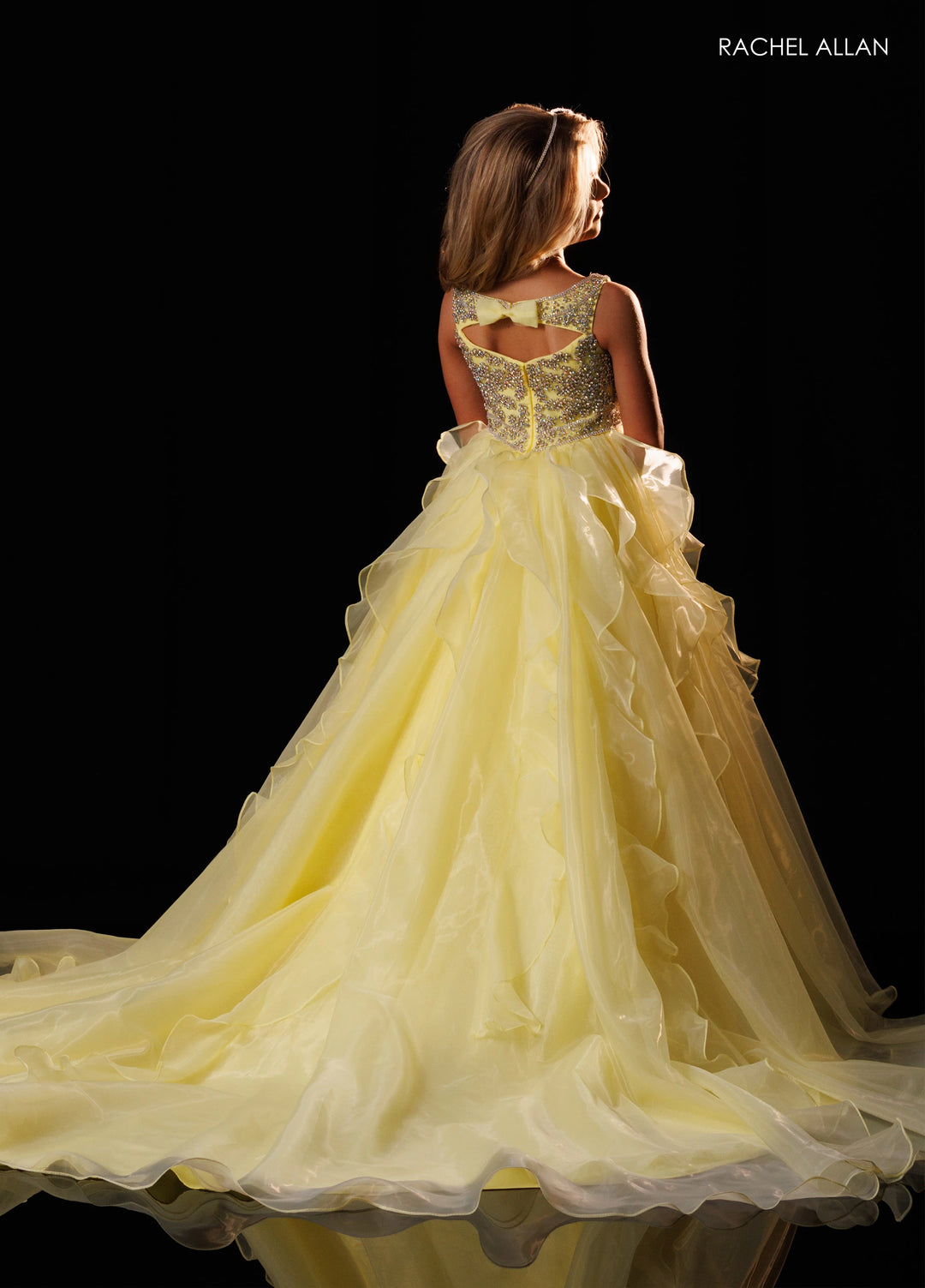 Girl's Sleeveless Ruffled Gown by Rachel Allan 10354