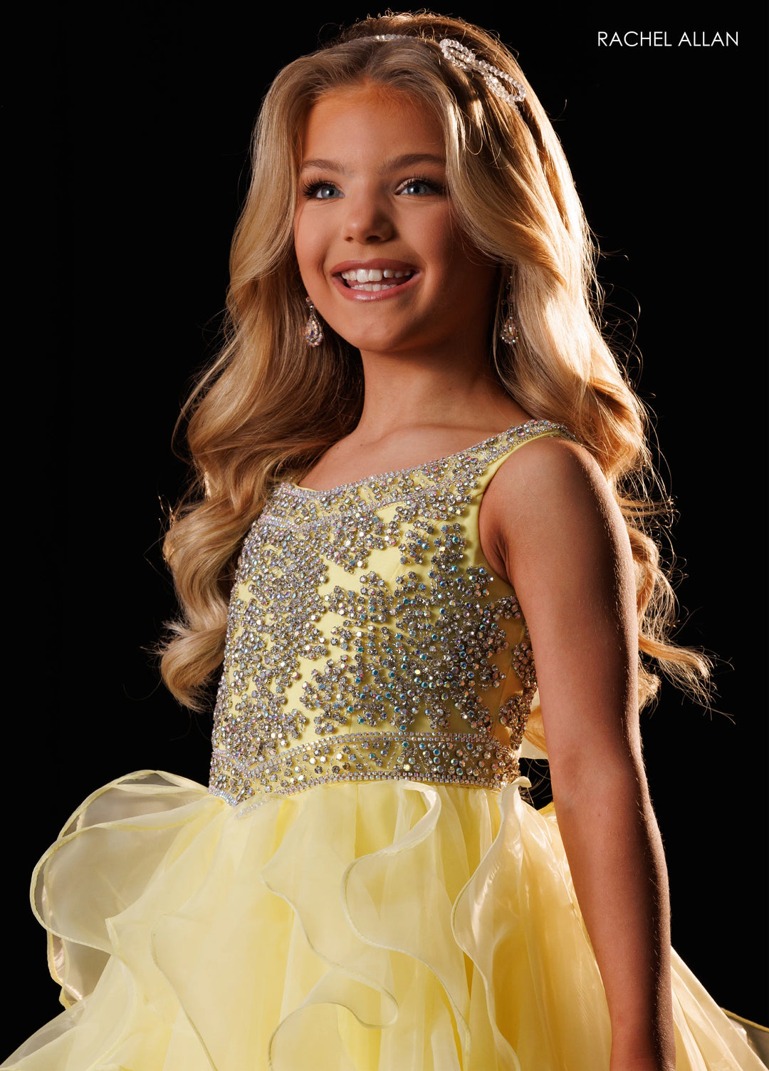 Girl's Sleeveless Ruffled Gown by Rachel Allan 10354
