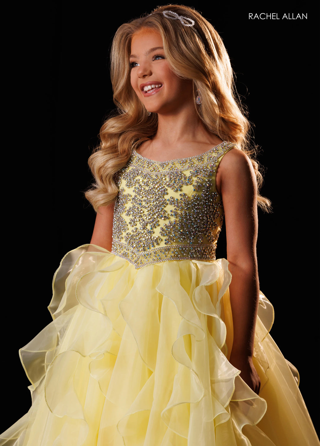Girl's Sleeveless Ruffled Gown by Rachel Allan 10354