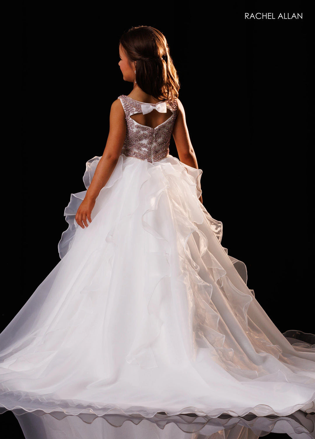 Girl's Sleeveless Ruffled Gown by Rachel Allan 10354