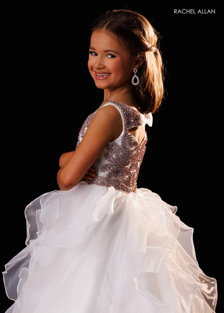 Girl's Sleeveless Ruffled Gown by Rachel Allan 10354