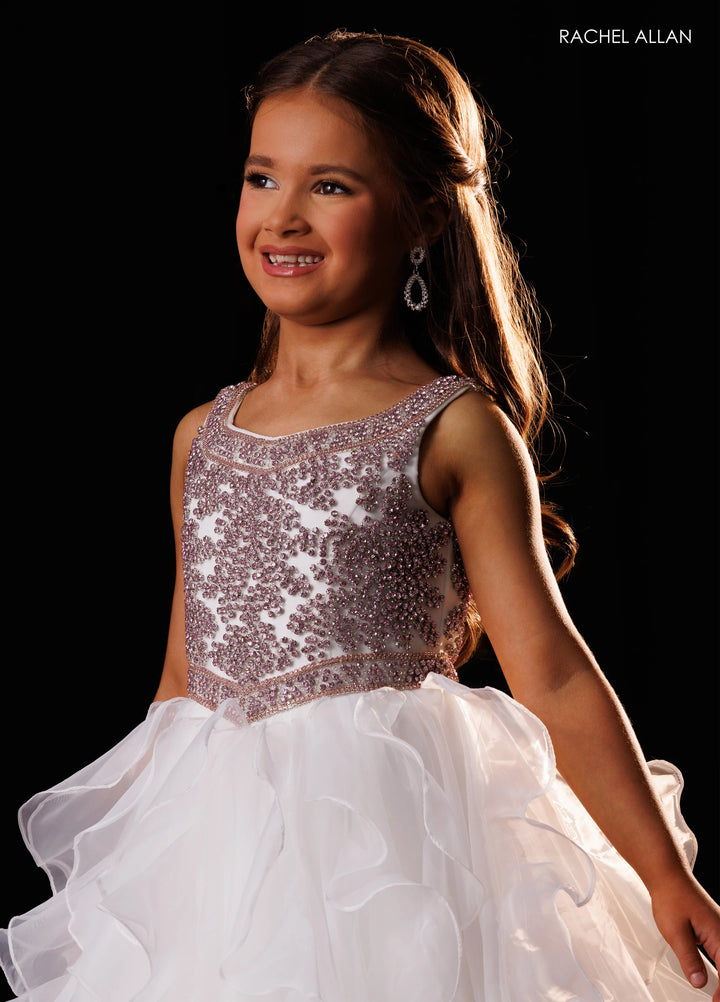 Girl's Sleeveless Ruffled Gown by Rachel Allan 10354