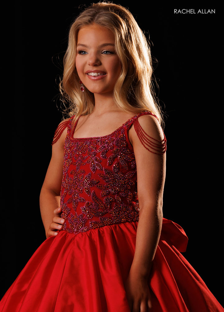 Girl's Taffeta Cold Shoulder Gown by Rachel Allan 10356