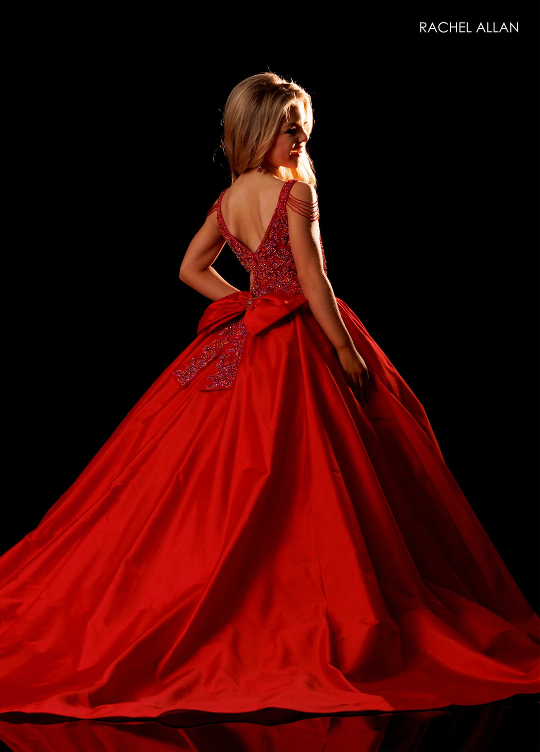 Girl's Taffeta Cold Shoulder Gown by Rachel Allan 10356