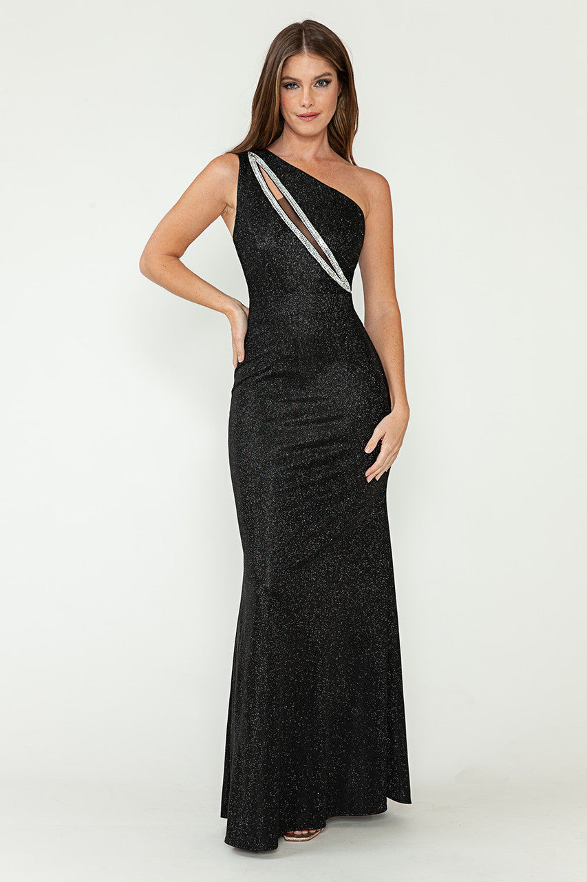 Metallic Fitted One Shoulder Gown by Lenovia 5271