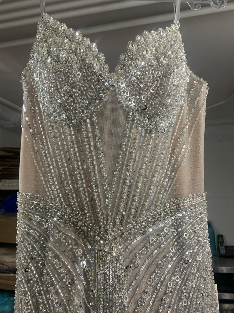 Sequin Fitted Strapless Gown by Ladivine CC398 - Outlet