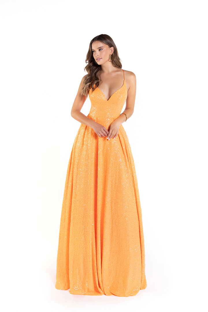 Sequin Sleeveless A-line Gown by Lucci Lu 1246