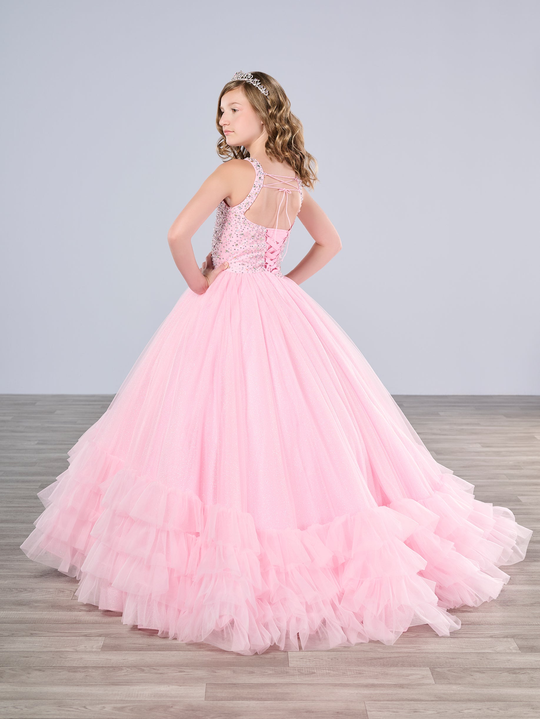 Girls Ruffled Halter Gown by Tiffany Princess 13795 – ABC Fashion