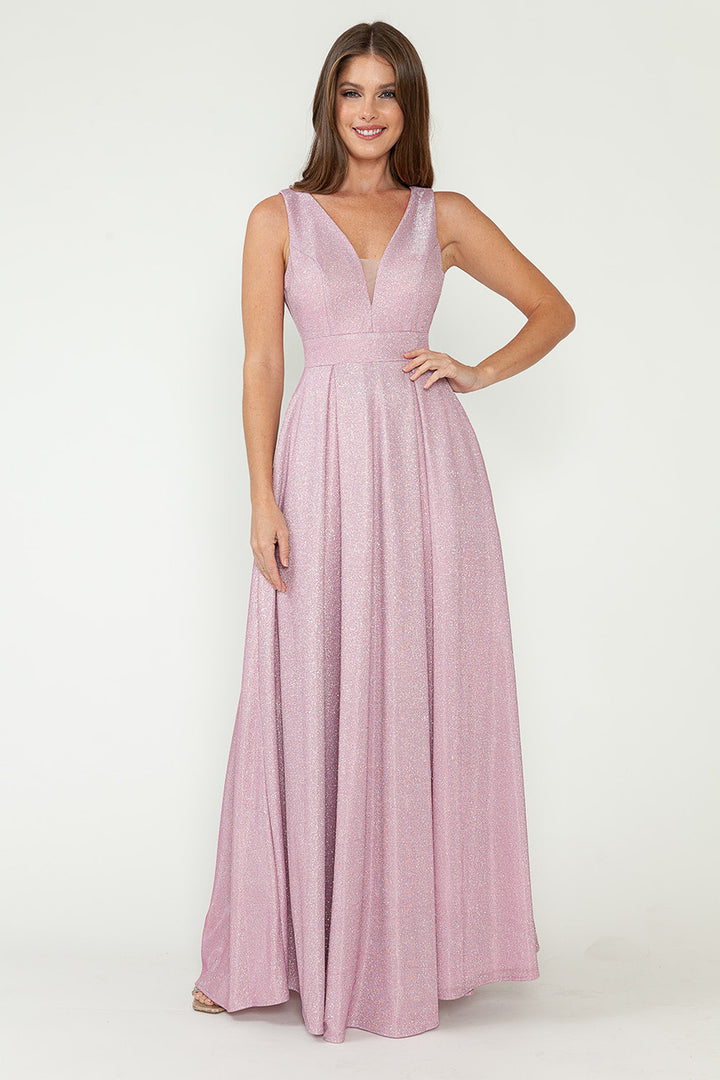 Metallic Sleeveless A-line Gown by Lenovia 5256