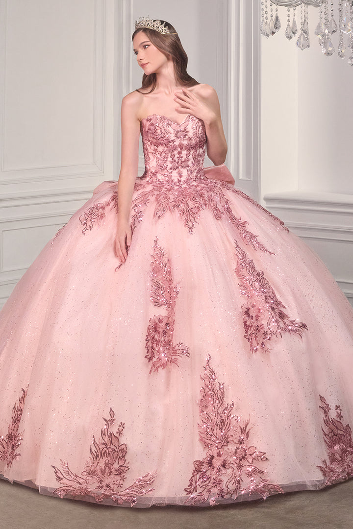 Lace Applique Strapless Ball Gown by Ladivine 15715