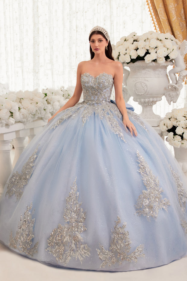 Lace Applique Strapless Ball Gown by Ladivine 15715