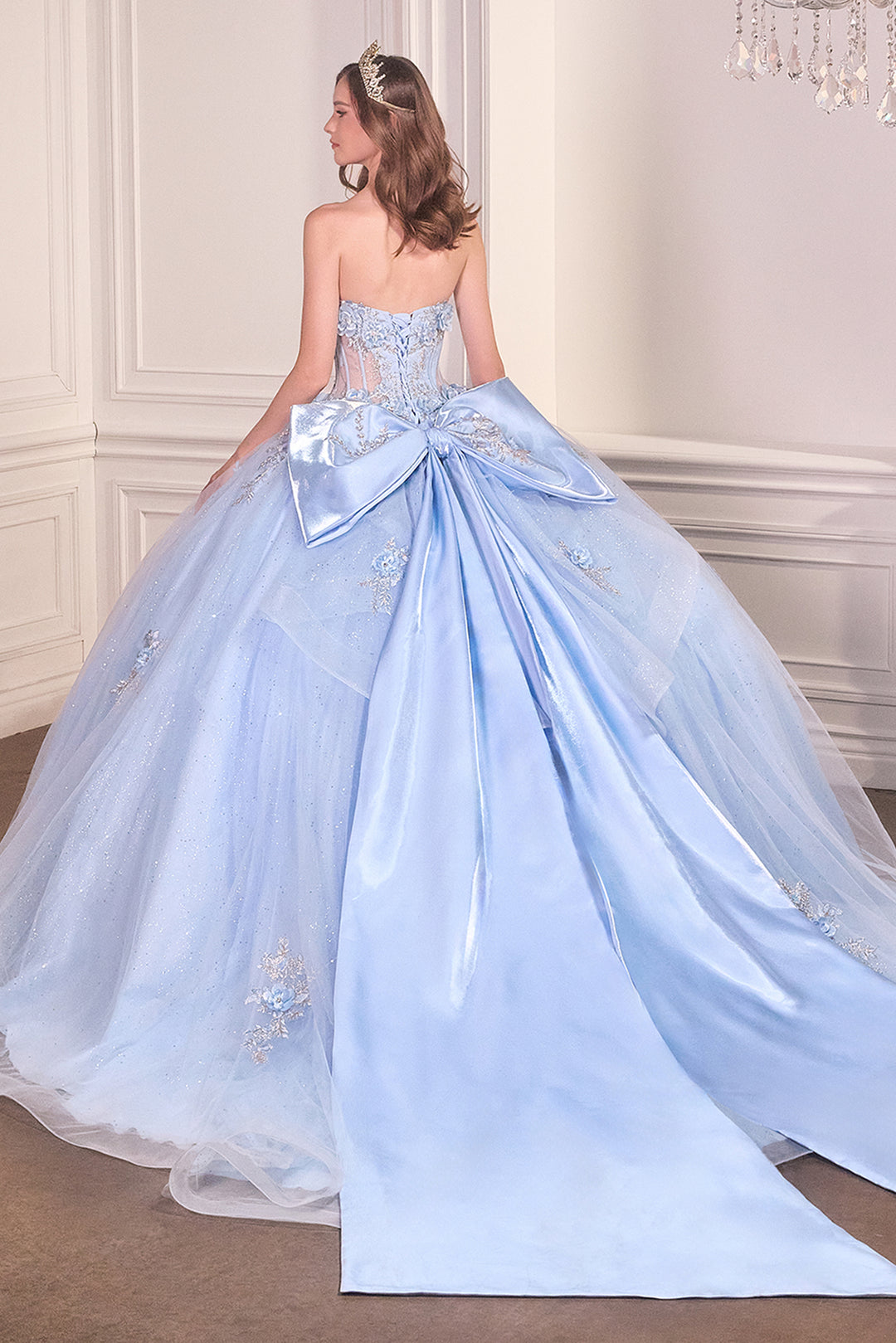 3D Floral Strapless Ball Gown by Ladivine 15726