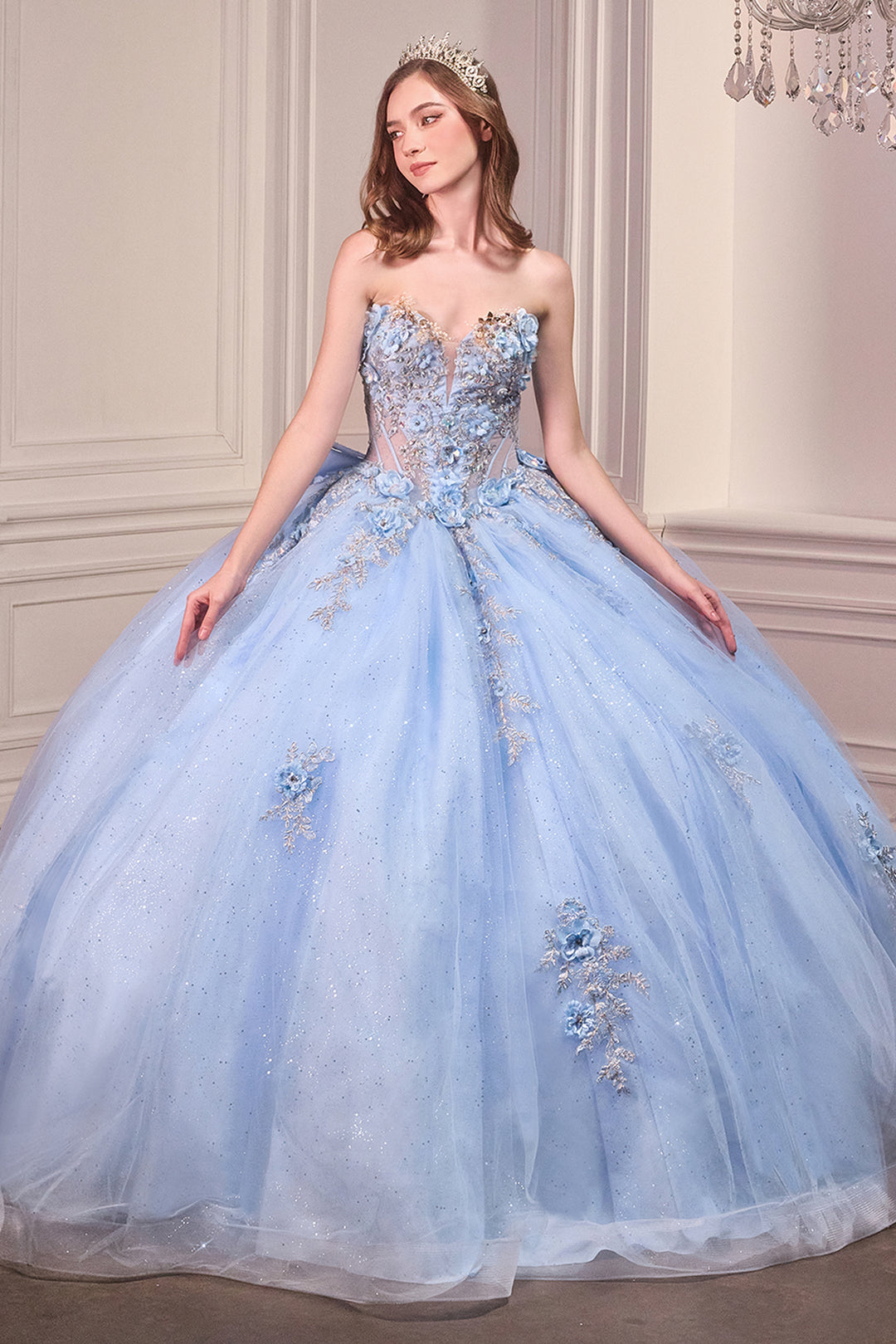 3D Floral Strapless Ball Gown by Ladivine 15726