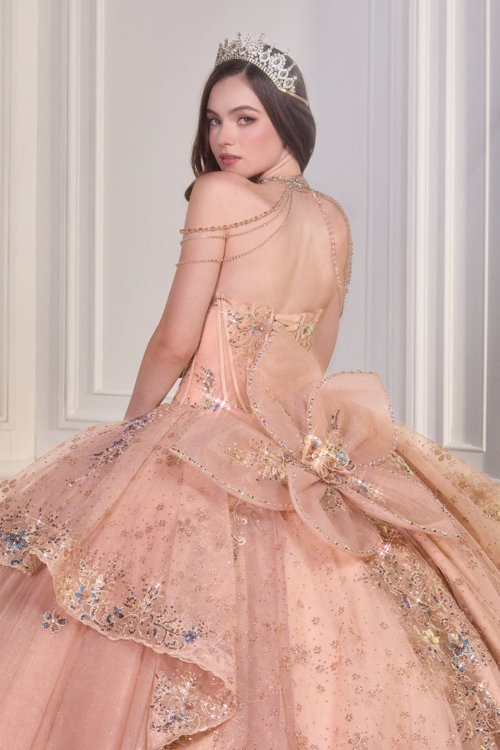 Applique Strapless Layered Ball Gown by Ladivine 15727