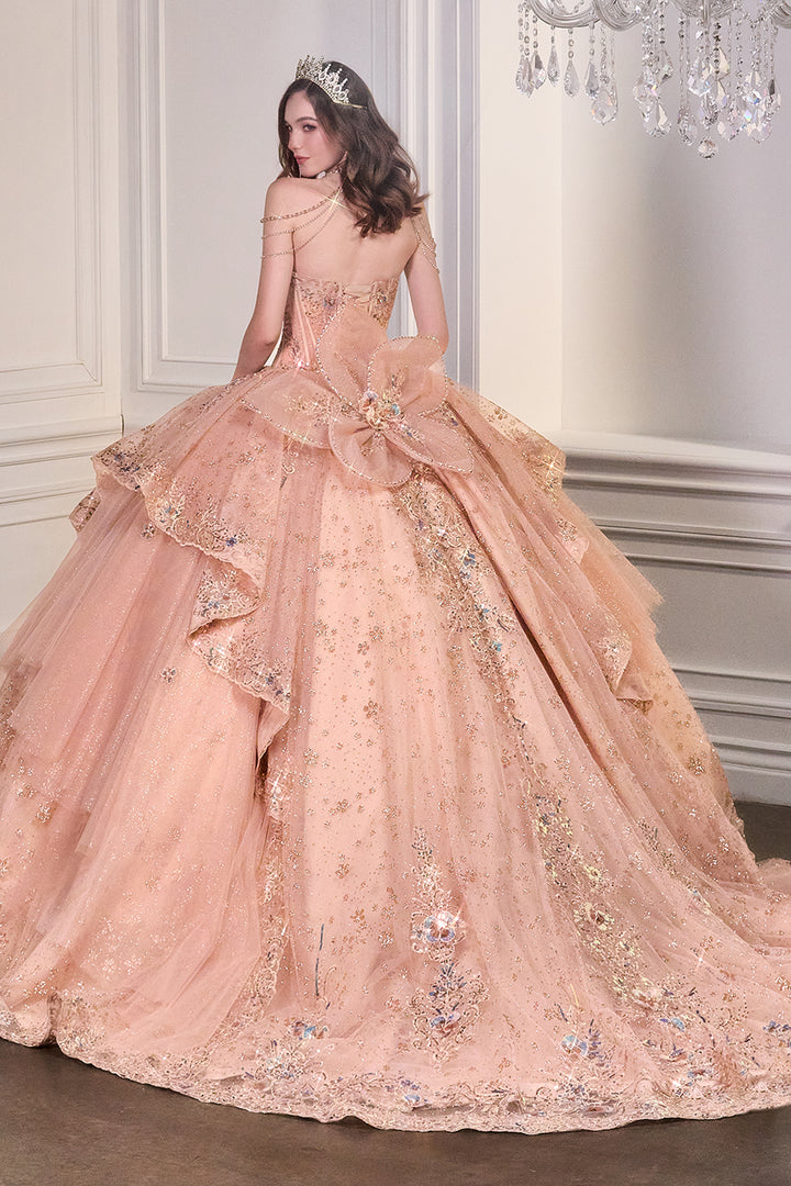 Applique Strapless Layered Ball Gown by Ladivine 15727