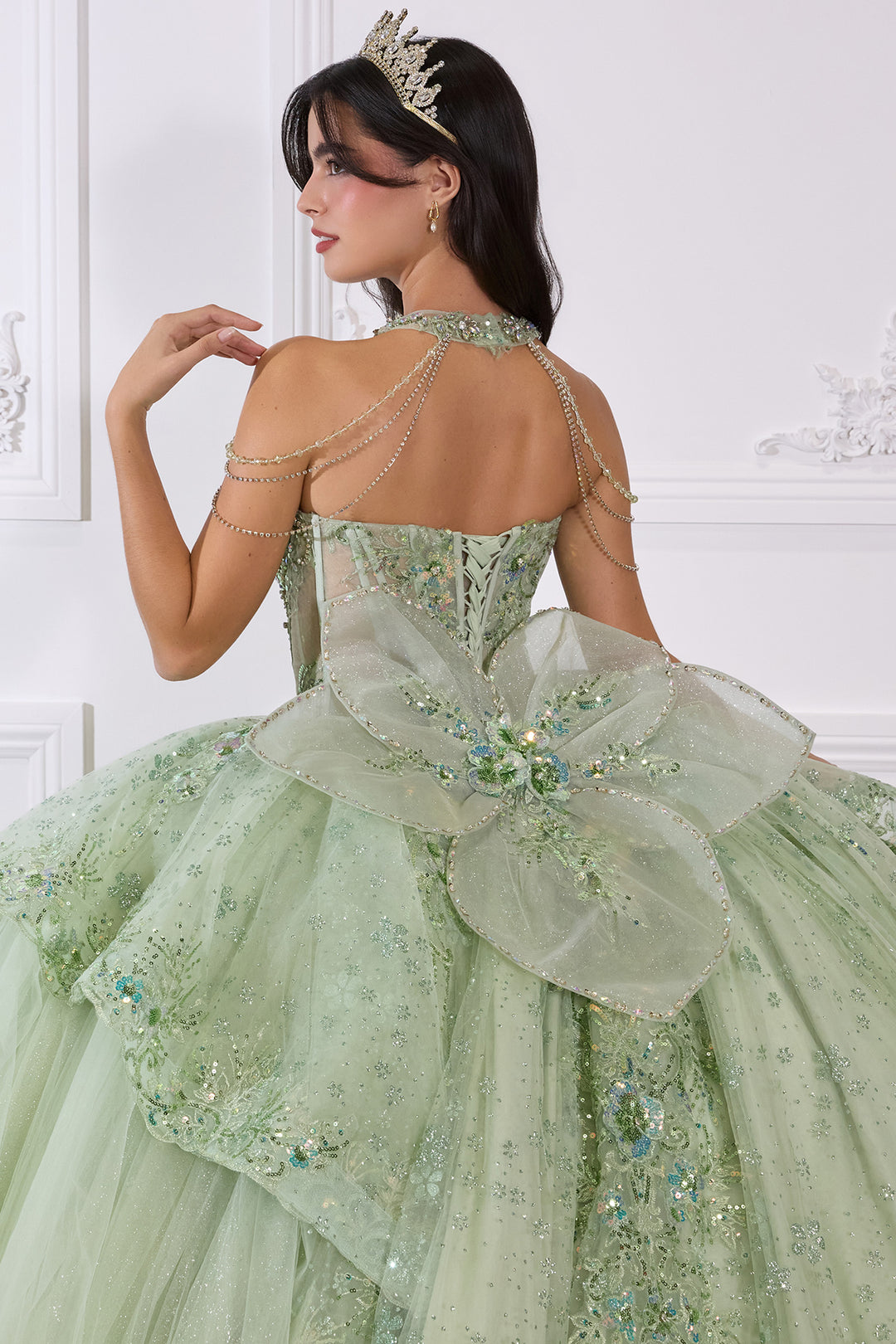 Applique Strapless Layered Ball Gown by Ladivine 15727