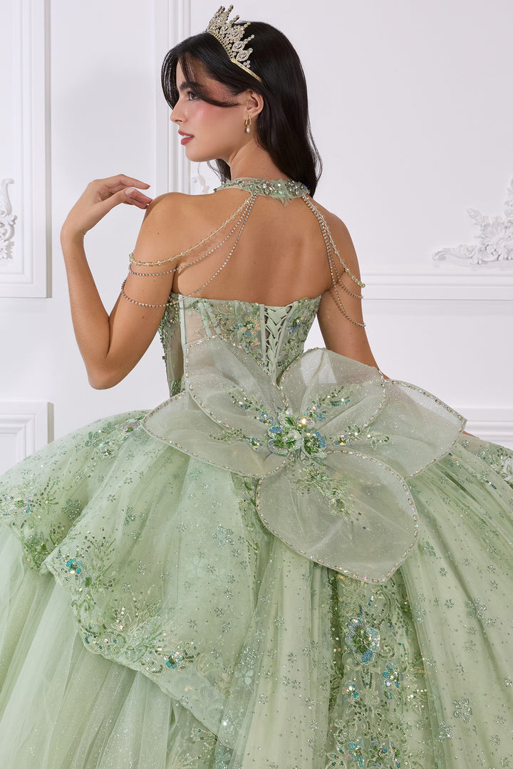 Applique Strapless Layered Ball Gown by Ladivine 15727
