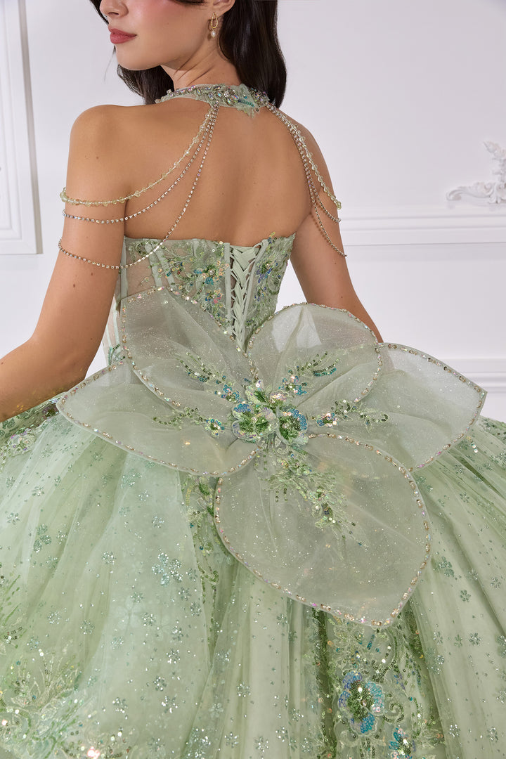 Applique Strapless Layered Ball Gown by Ladivine 15727