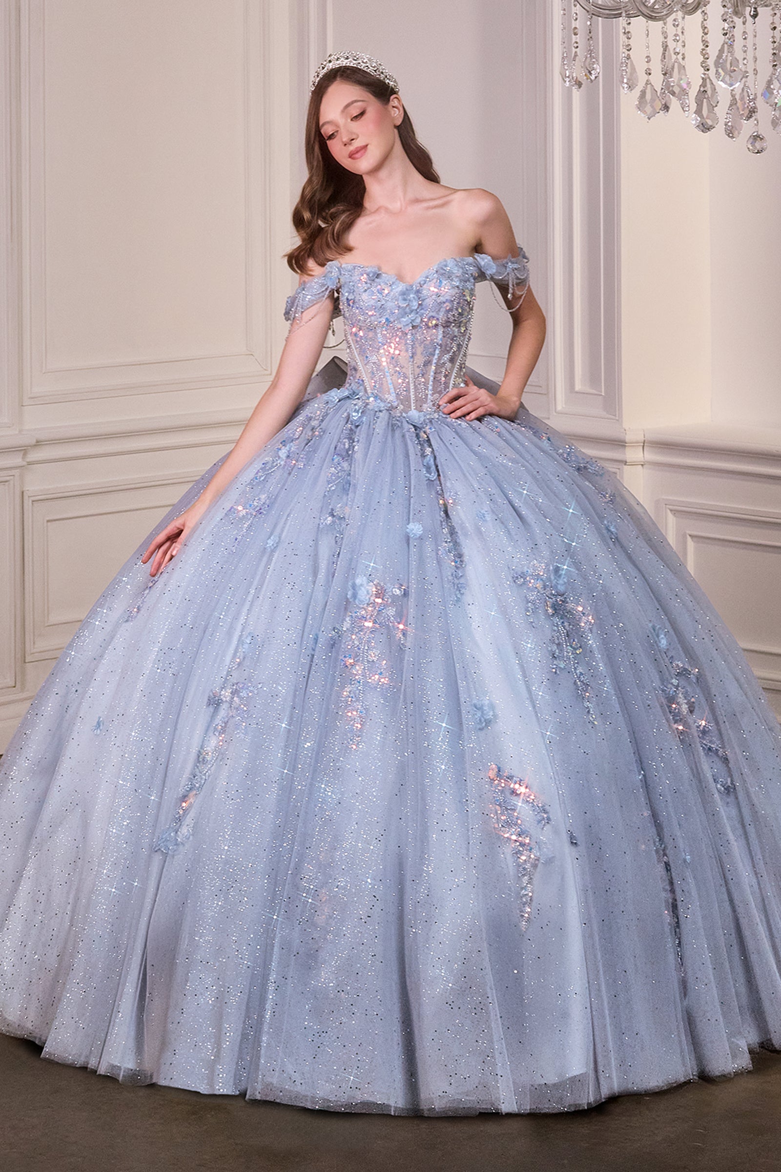 Applique Off Shoulder Ball Gown by Ladivine 15728 – ABC Fashion