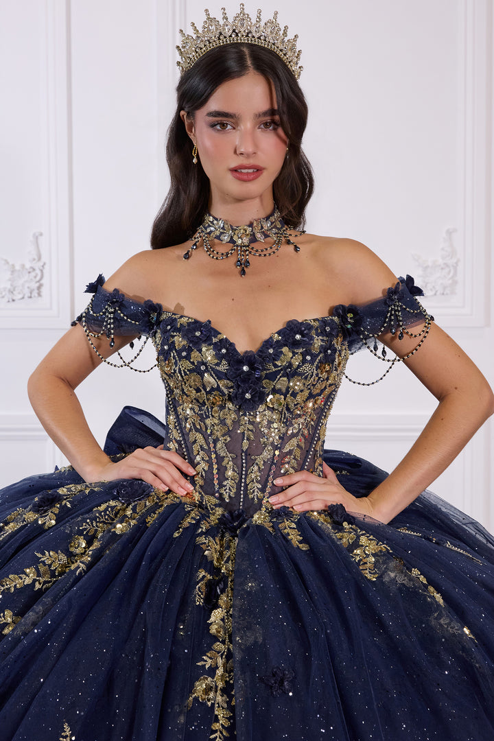 Applique Off Shoulder Ball Gown by Ladivine 15728