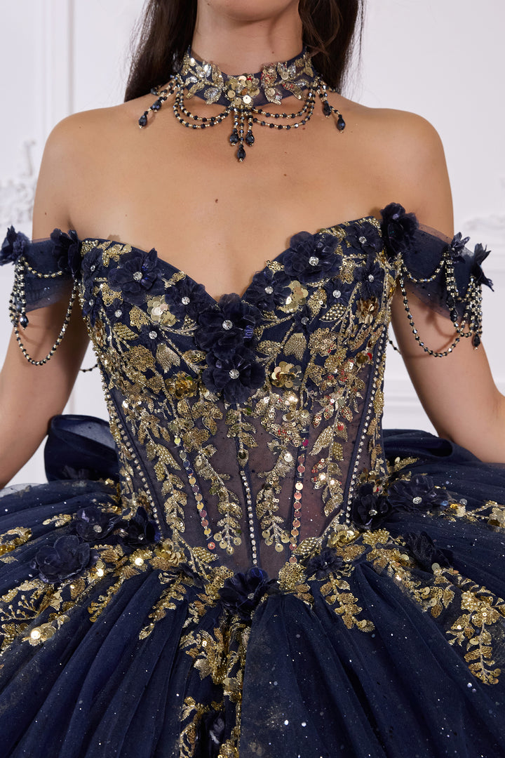 Applique Off Shoulder Ball Gown by Ladivine 15728