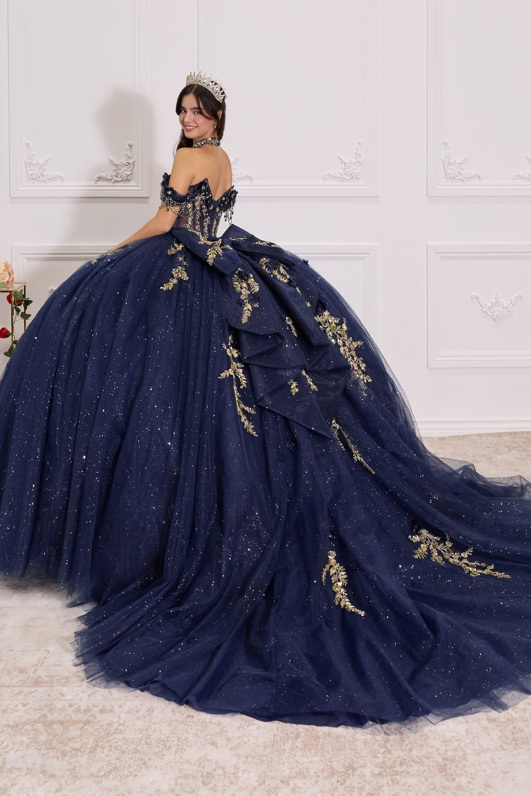 Applique Off Shoulder Ball Gown by Ladivine 15728