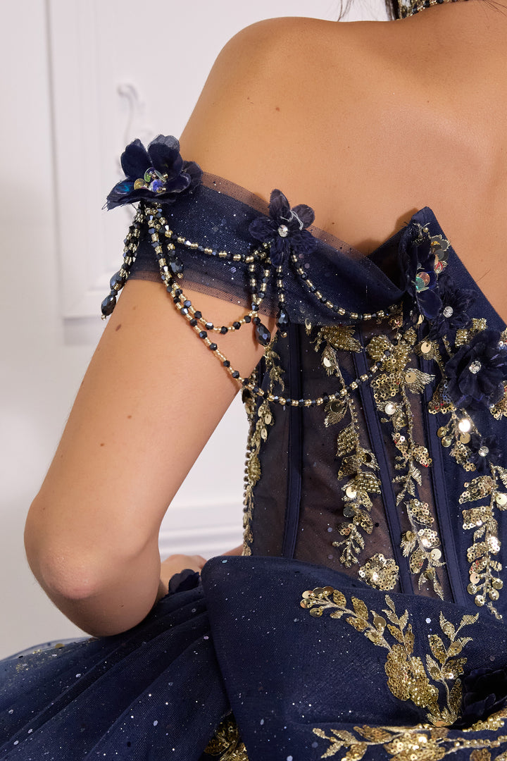Applique Off Shoulder Ball Gown by Ladivine 15728