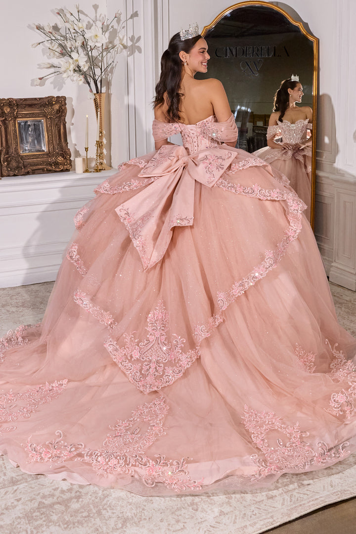 Applique Off Shoulder Ball Gown by Ladivine 15729