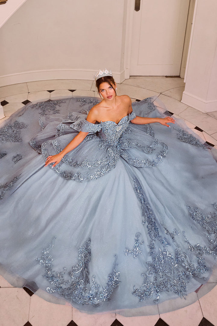 Applique Off Shoulder Ball Gown by Ladivine 15729