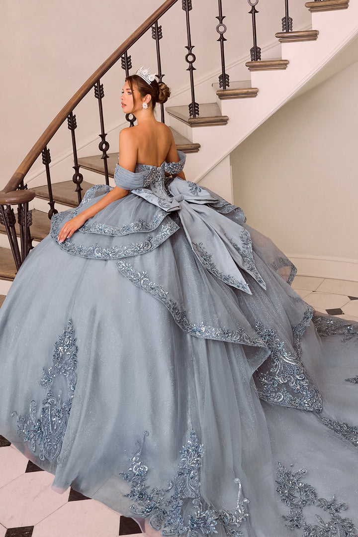 Applique Off Shoulder Ball Gown by Ladivine 15729