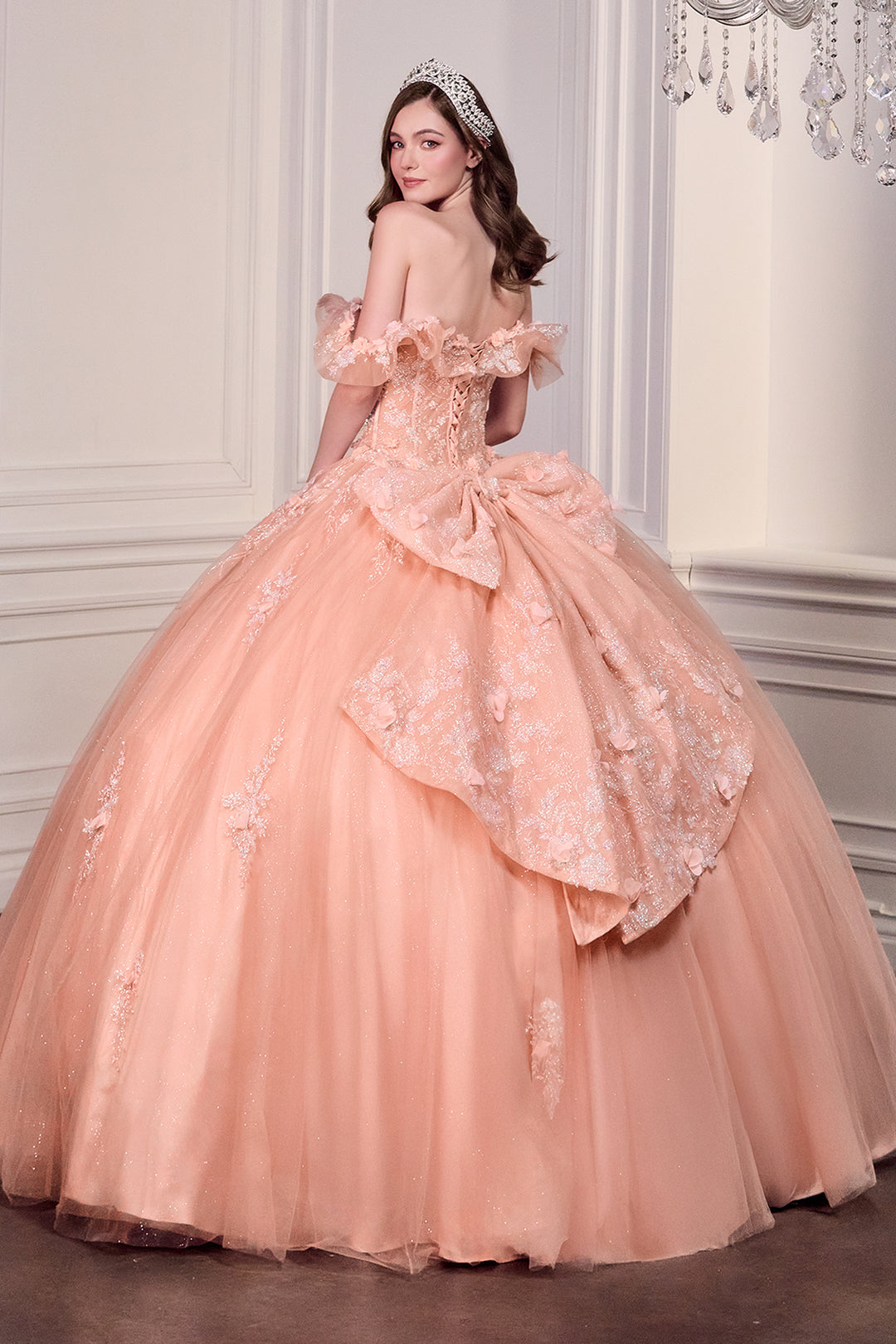 3D Floral Off Shoulder Ball Gown by Ladivine 15731