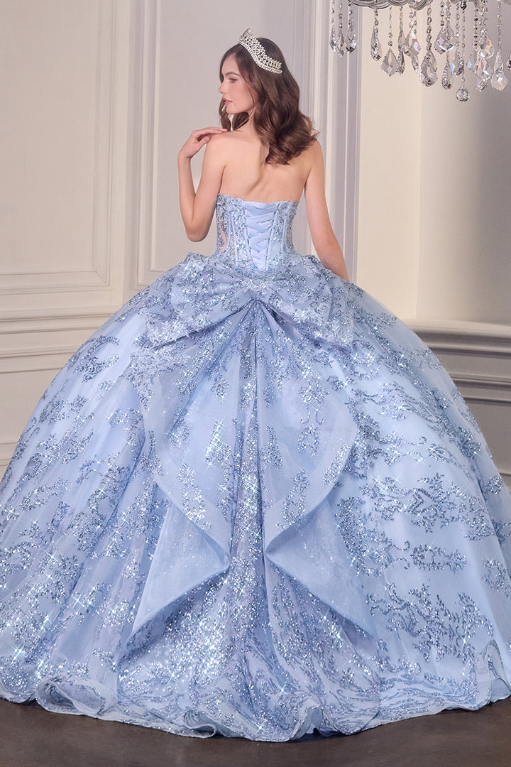 Applique Strapless Bow Ball Gown by Ladivine 15732
