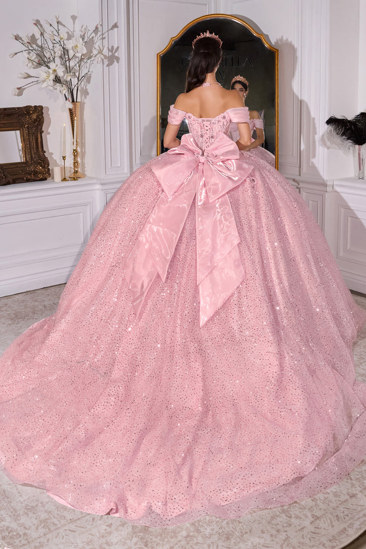 Off Shoulder Bow Ball Gown by Ladivine 15740